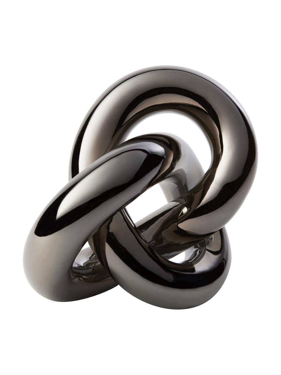 Deko-Objekt Knot aus Keramik in Silberfarben, Keramik, Nickelschwarz, glänzend, B 19 x H 9 cm