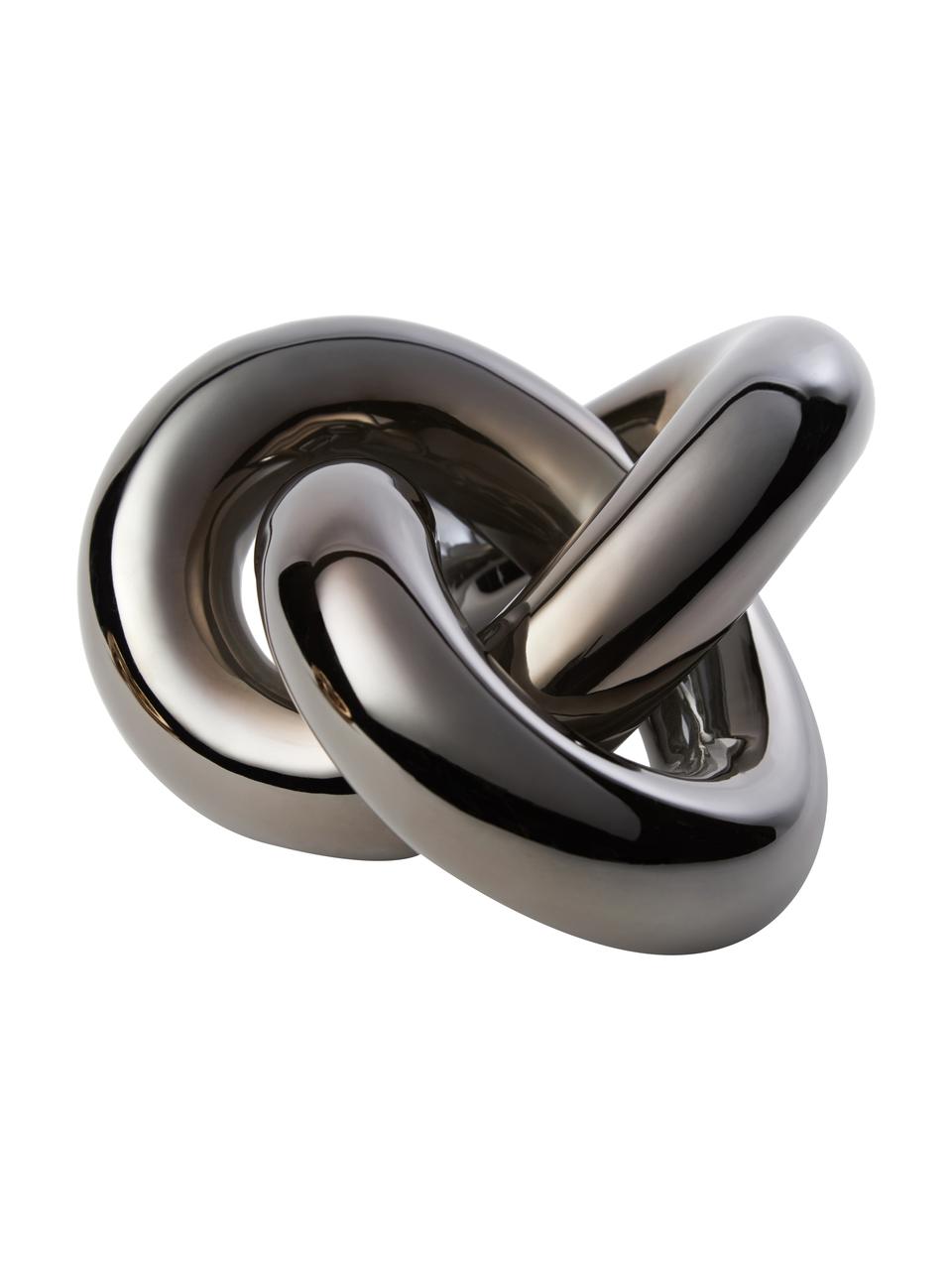 Dekoracja z ceramiki Knot, Ceramika, Ciemny nikiel, błyszczący, S 19 x W 9 cm