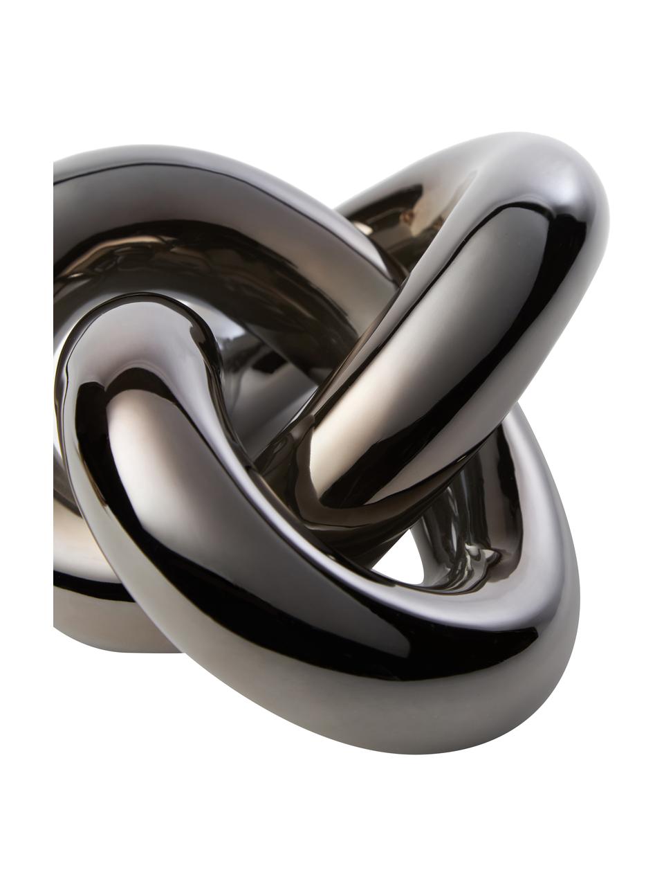 Dekoracja z ceramiki Knot, Ceramika, Ciemny nikiel, błyszczący, S 19 x W 9 cm