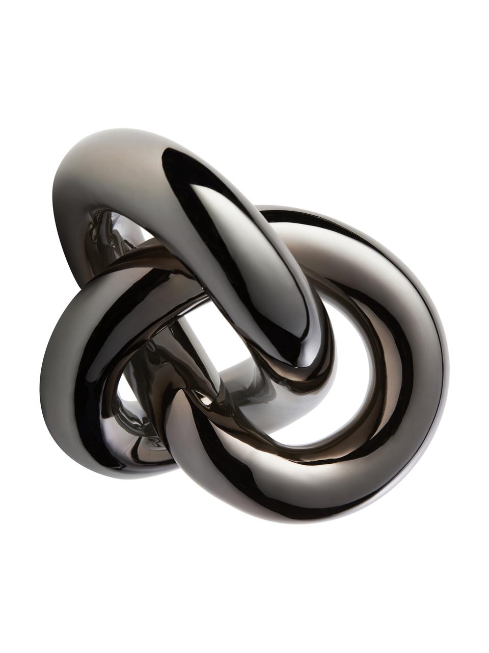 Objet décoratif Knot, Céramique, Nickel noir, brillant, larg. 19 x haut. 9 cm