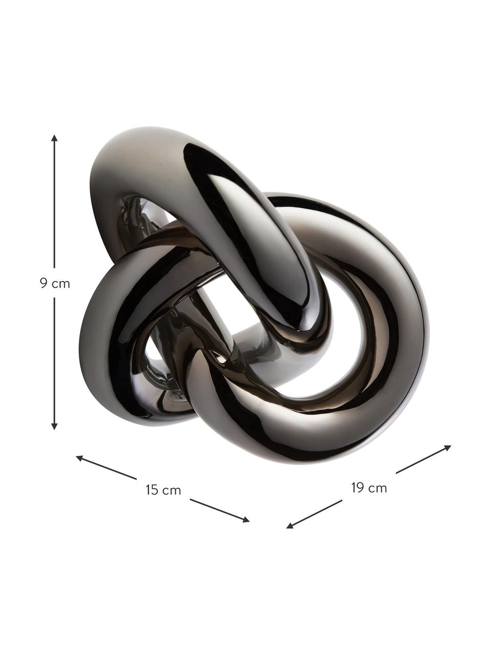 Pieza decorativa de cerámica Knot, Cerámica, Níquel negro brillante, An 19 x Al 9 cm