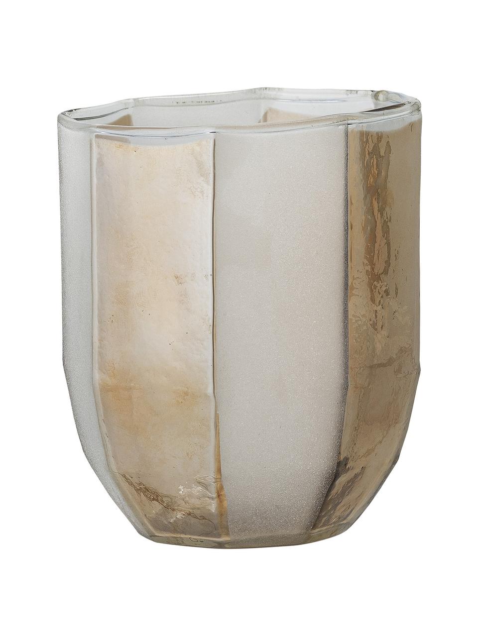 Teelichthalter Jalil aus Glas, Glas, Weiß, Beige, Ø 9 x H 11 cm