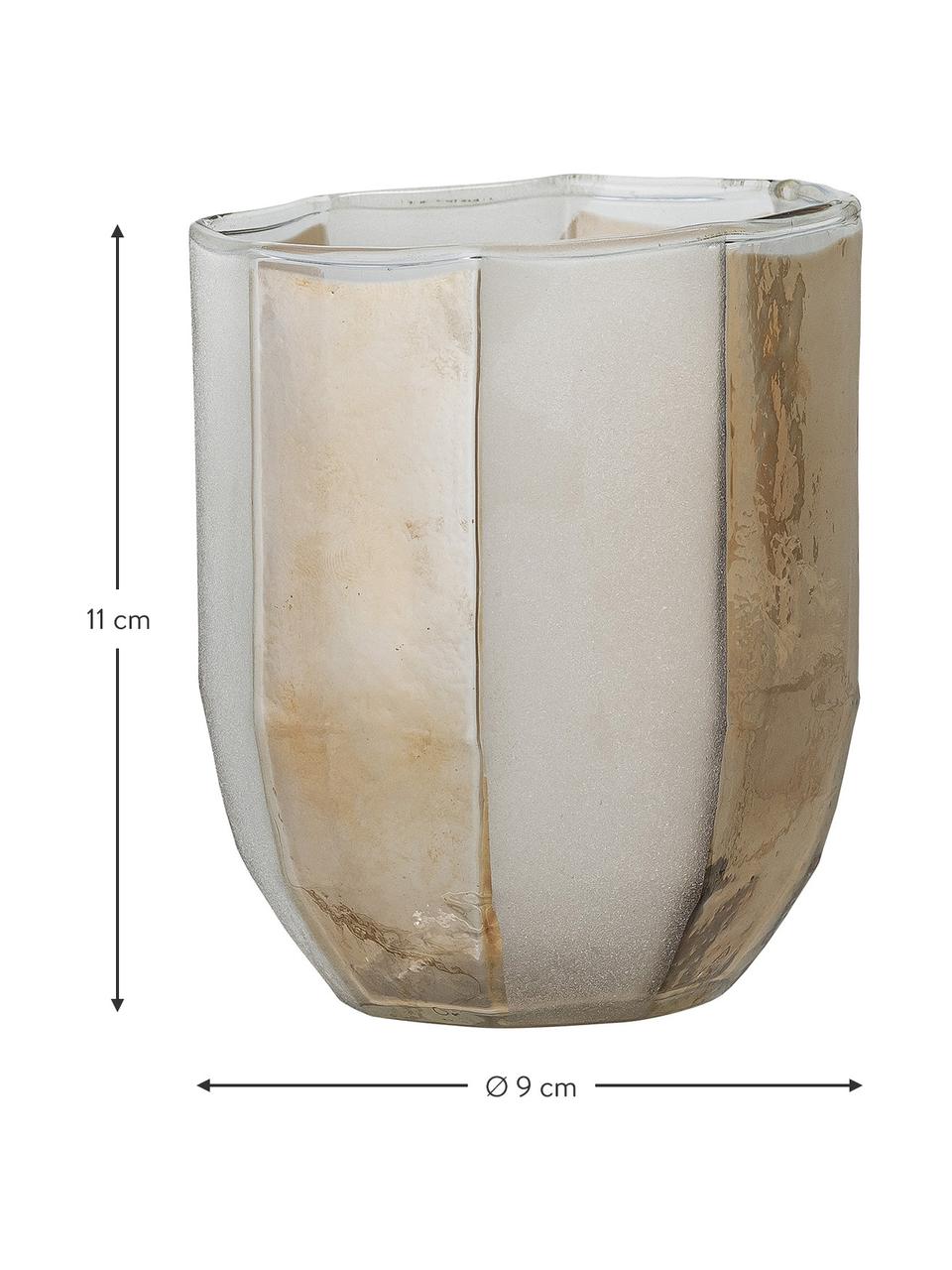 Teelichthalter Jalil aus Glas, Glas, Weiß, Beige, Ø 9 x H 11 cm