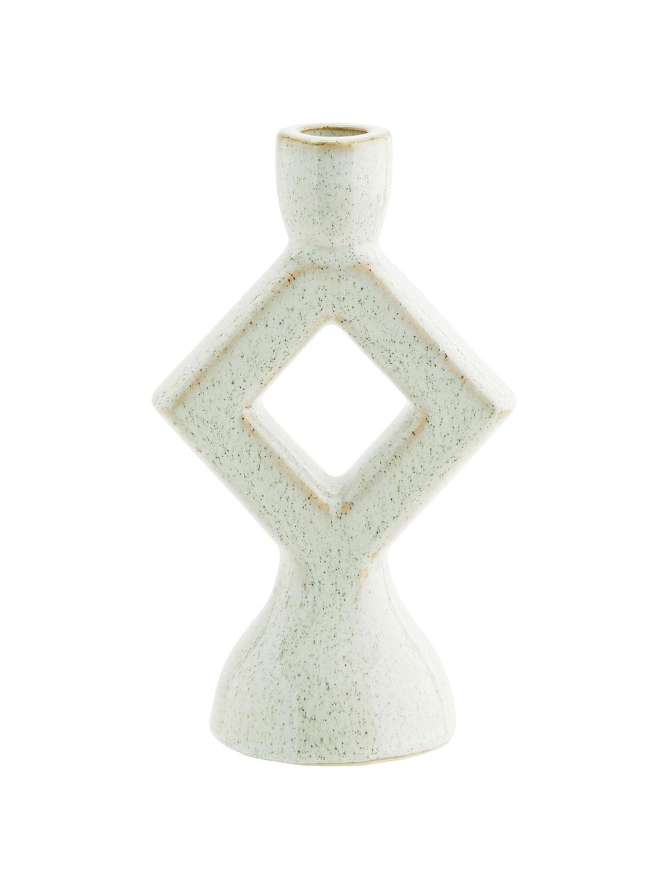 Candelabro in gres bianco Geo, Gres, Bianco maculato, Larg. 12 x Alt. 21 cm