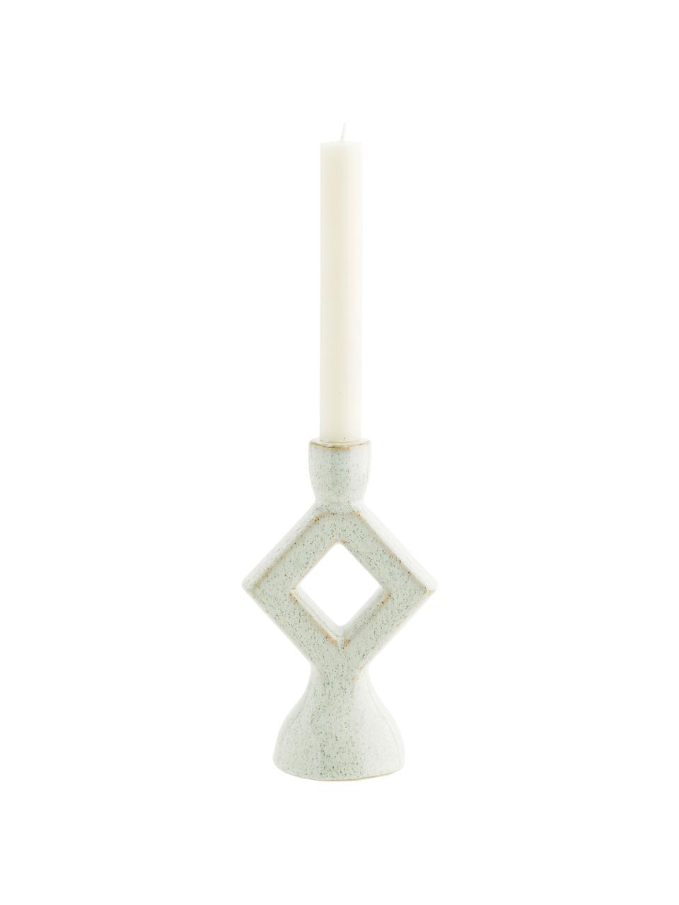 Candelabro de gres Geo, Gres, Blanco moteado, An 12 x Al 21 cm