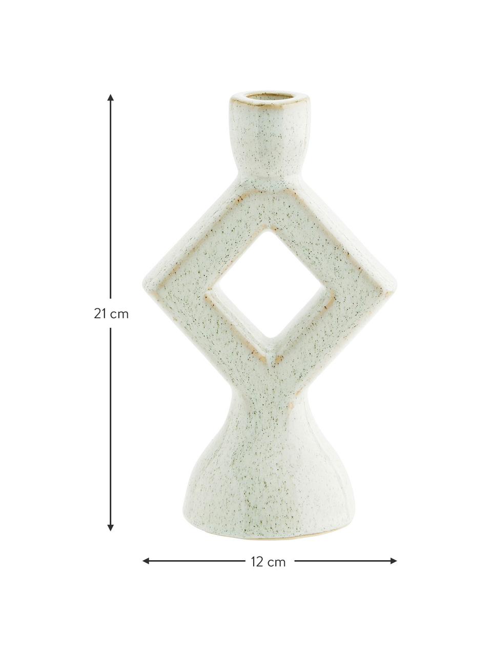 Candelabro de gres Geo, Gres, Blanco moteado, An 12 x Al 21 cm