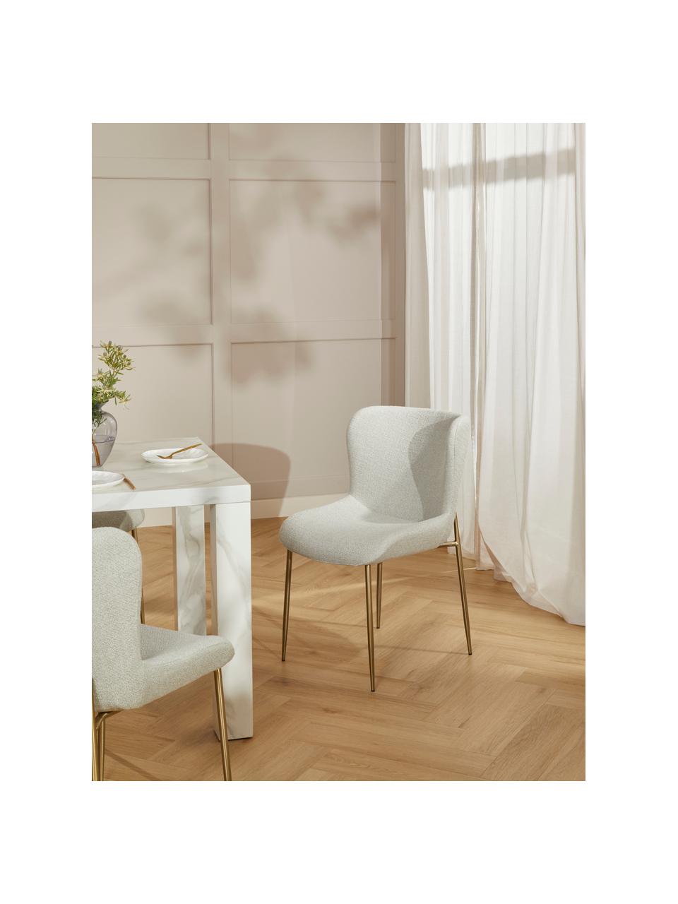 Čalúnená buklé stolička Tess, Svetlosivá, zlatá, Š 49 x V 84 cm