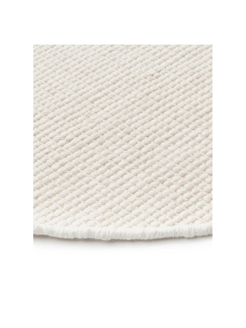 Tappeto rotondo in lana color crema tessuto a mano Amaro, Retro: 100% cotone Nel caso dei , Bianco crema, Ø 140 cm (taglia M)