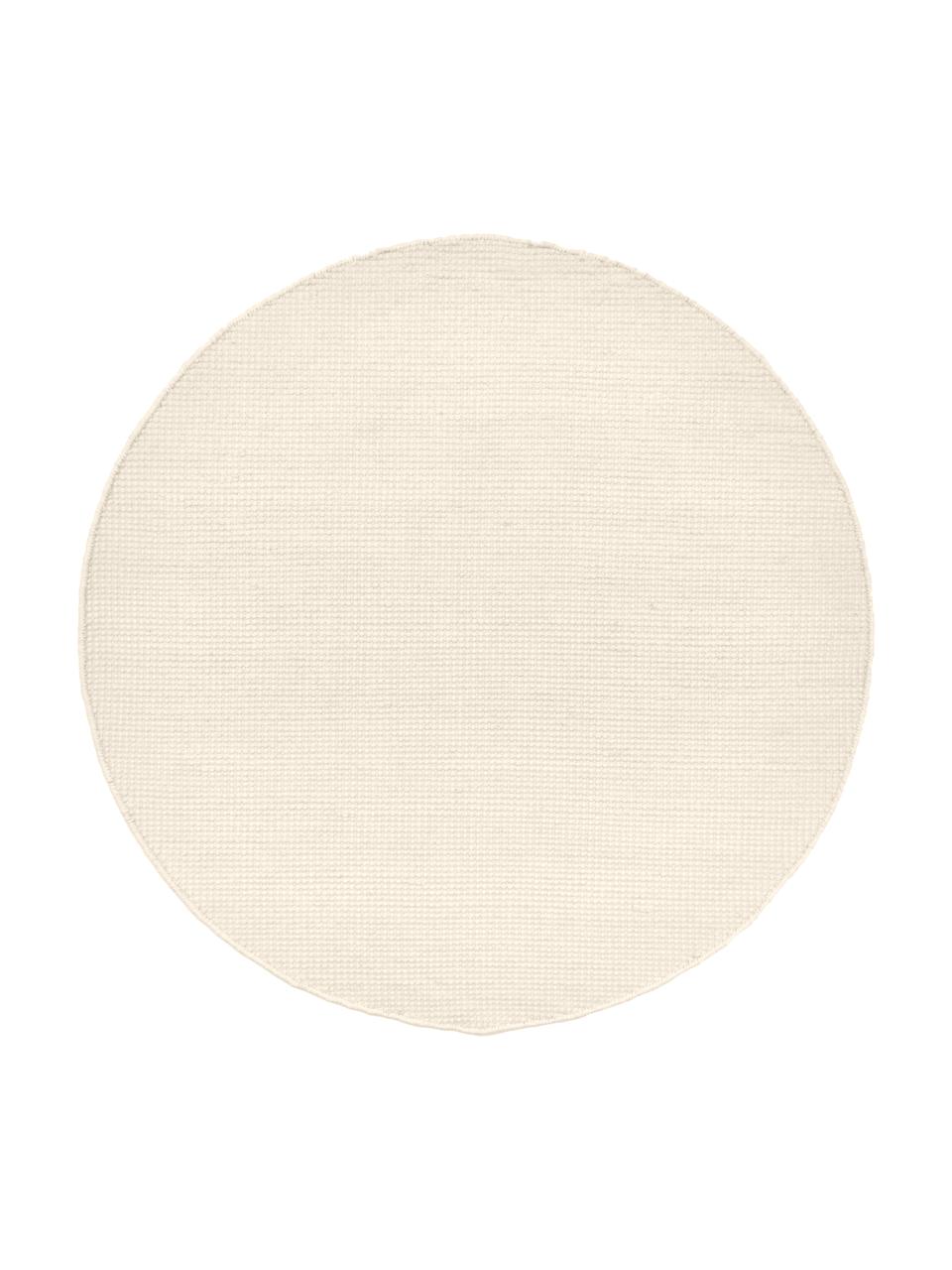 Alfombra artesanal de lana Amaro, Parte superior: 100% lana, Reverso: 100% algodón Las alfombra, Blanco crema, Ø 140 cm (Tamaño M)