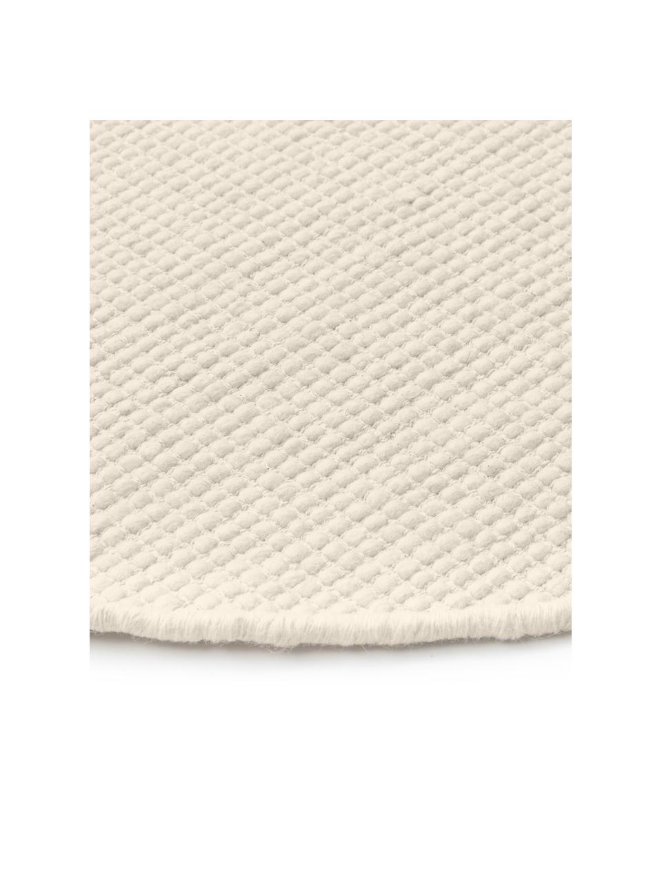 Tappeto rotondo in lana tessuto a mano Amaro, Retro: 100% cotone Nel caso dei , Bianco crema, Ø 140 cm (taglia M)