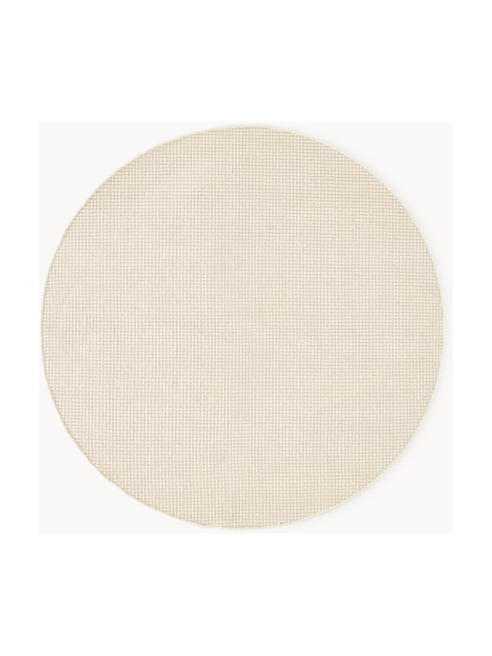 Tappeto rotondo in lana tessuto a mano Amaro, Retro: 100% cotone Nel caso dei , Bianco crema, beige, Ø 140 cm (taglia M)