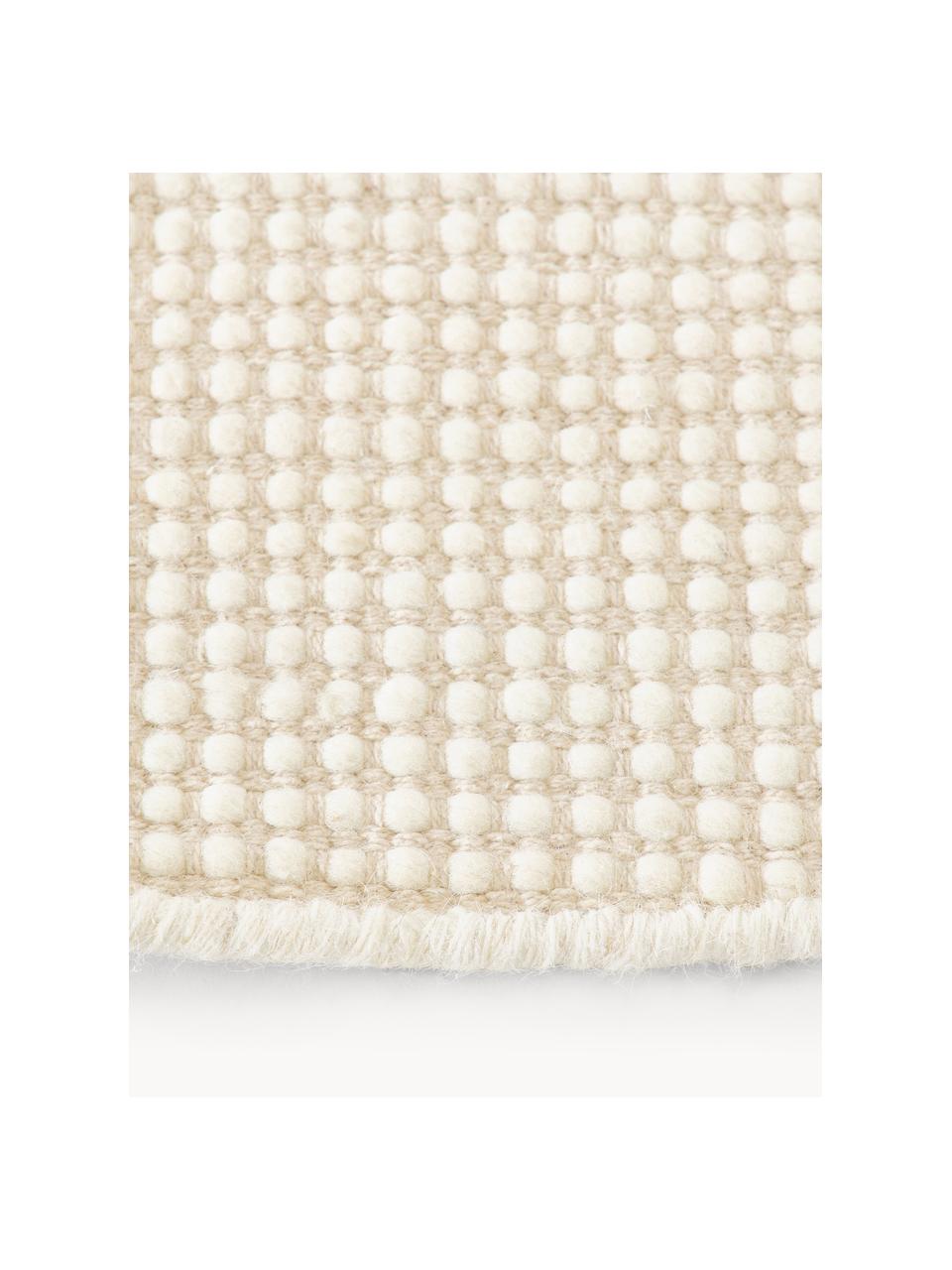 Kulatý vlněný koberec Amaro, ručně tkaný, Krémově bílá, béžová, Ø 140 cm (velikost M)