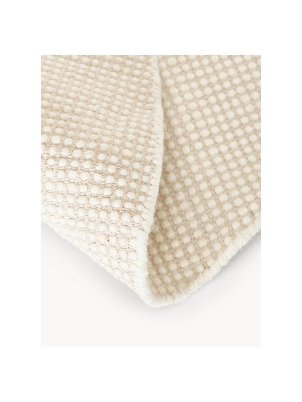 Okrúhly ručne tkaný vlnený koberec Amaro, Krémovobiela, béžová, Ø 140 cm (veľkosť M)