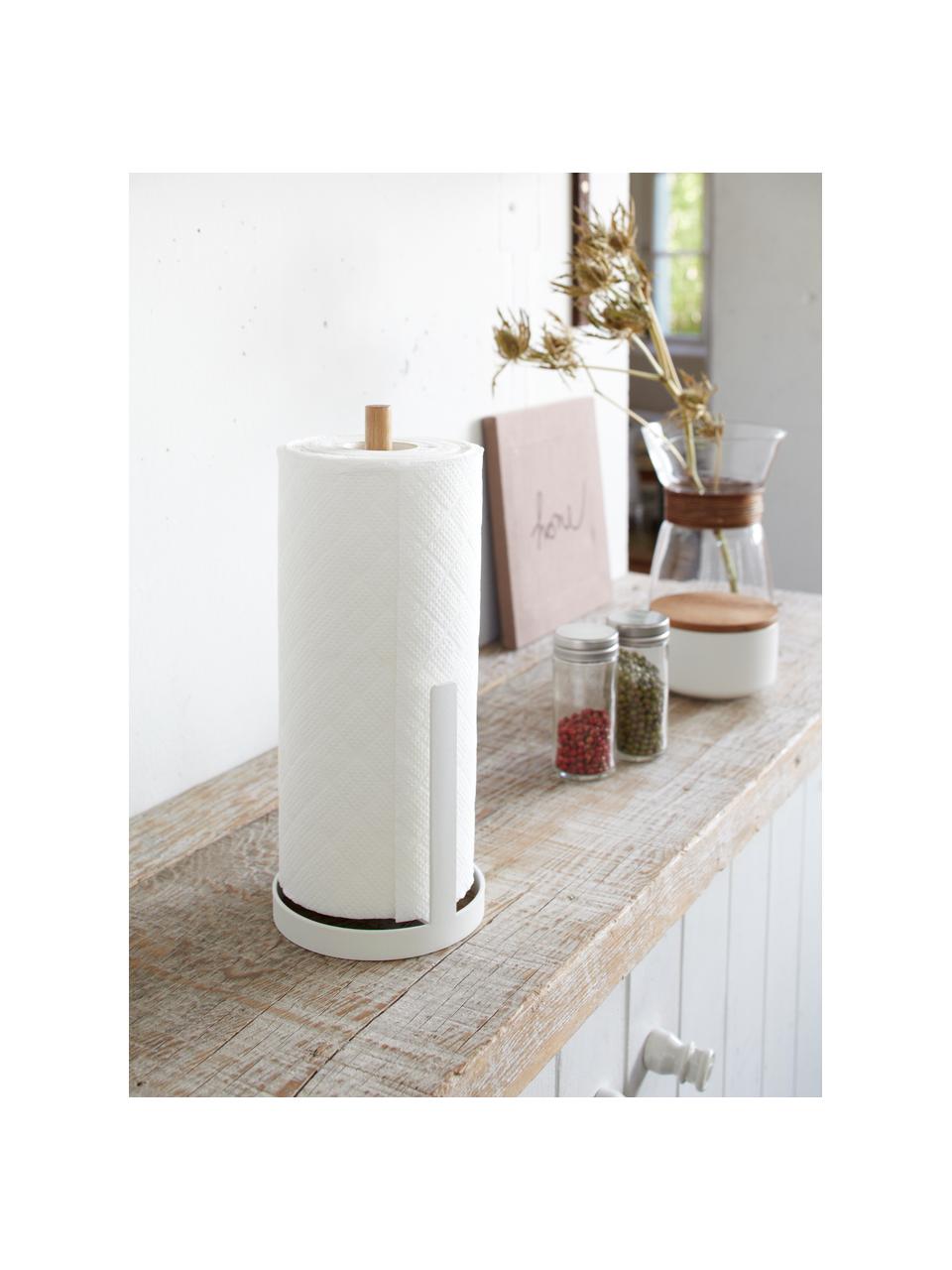 Portarrollos Tosca, Blanco, madera clara, Ø 11 x Al 31 cm