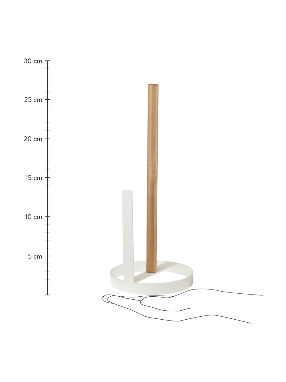 Stojak na ręcznik papierowy  Tosca, Noga: stal, powlekany, Biały, jasne drewno naturalne, Ø 11 x W 31 cm