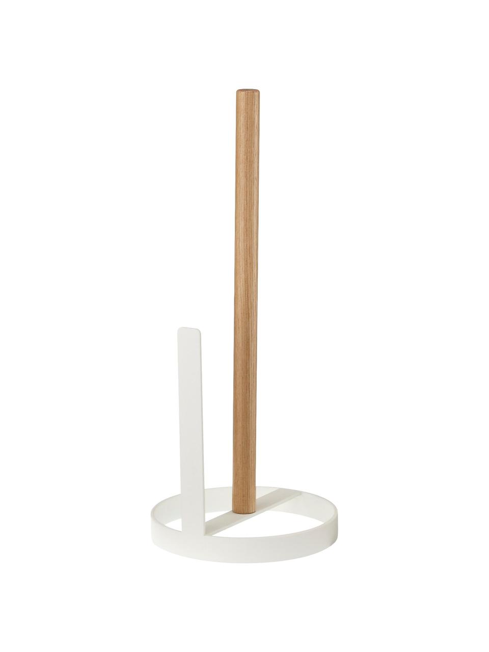 Portarrollos Tosca, Blanco, madera clara, Ø 11 x Al 31 cm