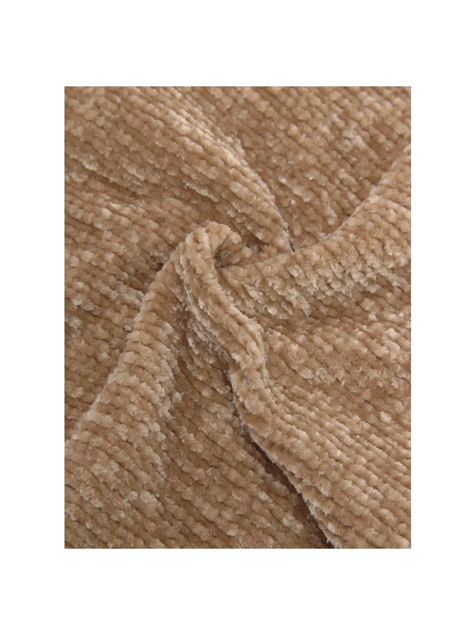 Housse de coussin en chenille douce beige Beckett, 100 % polyester, Beige, larg. 45 x long. 45 cm