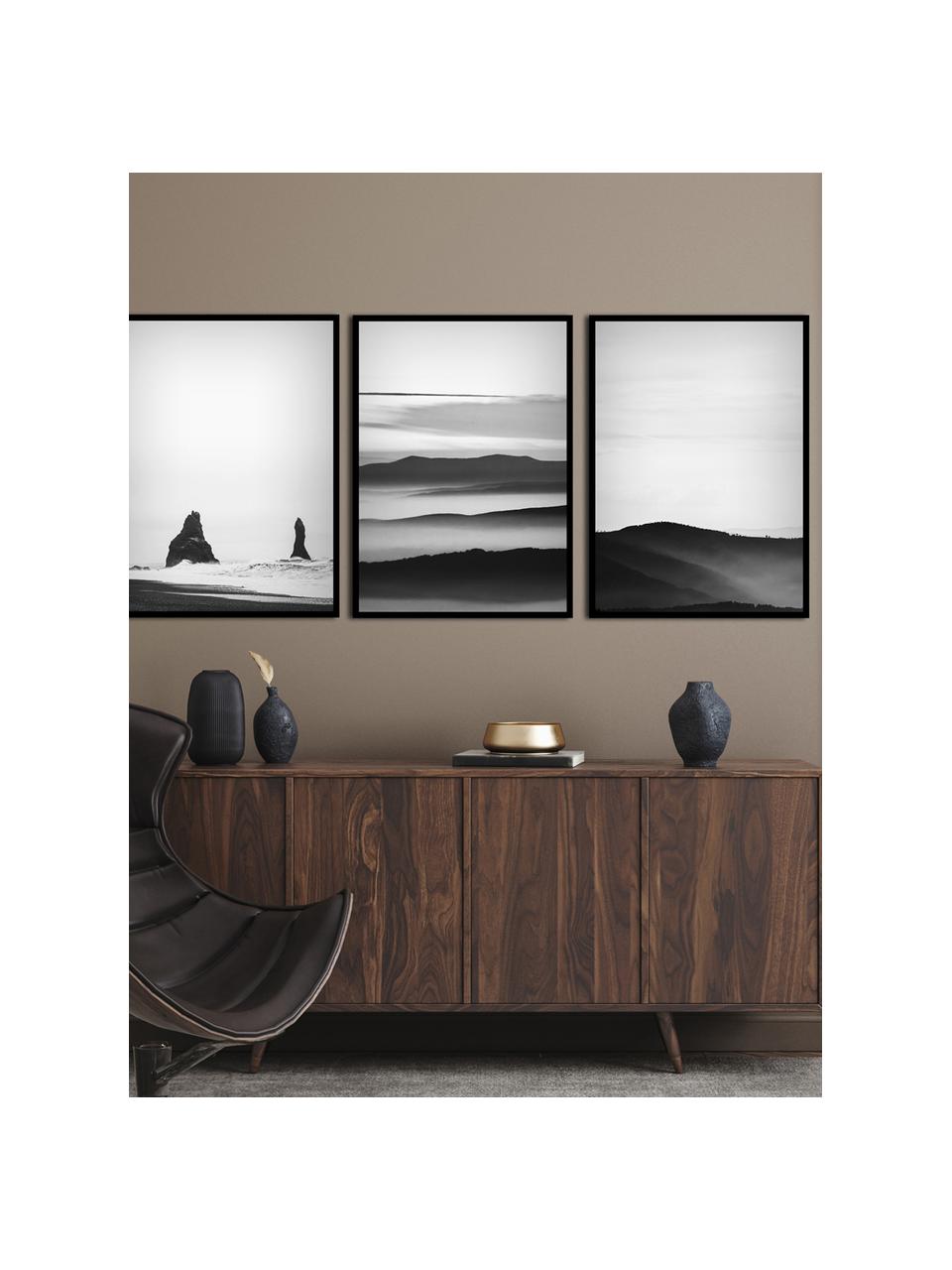 Ingelijste digitale print Mystic scenery, Lijst: eikenhout, gecoat, Zwart, wit, B 30 x H 40 cm