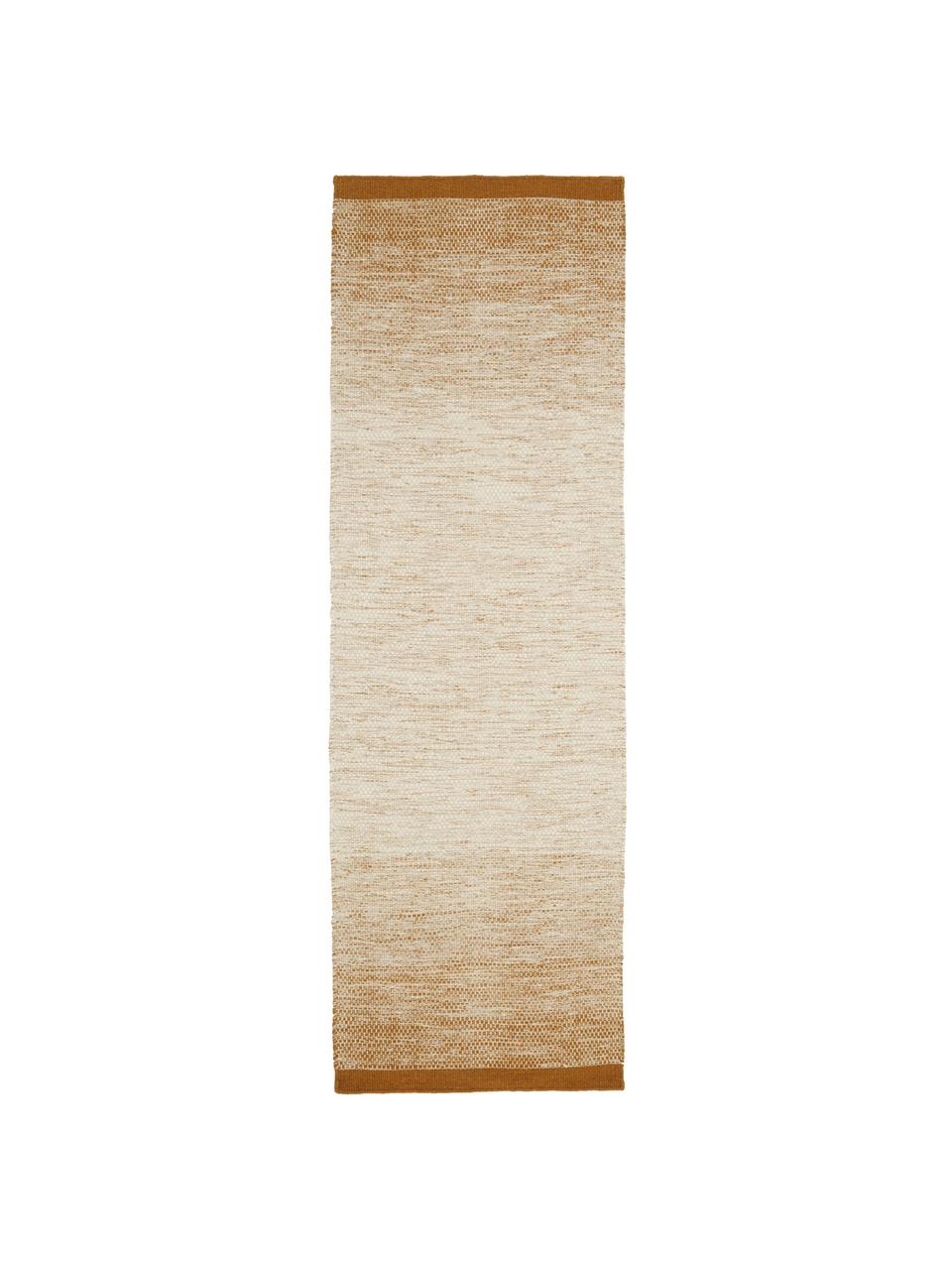 Tapis de couloir en laine tissé à la main, avec dégradé de couleur Lule, Ocre, beige