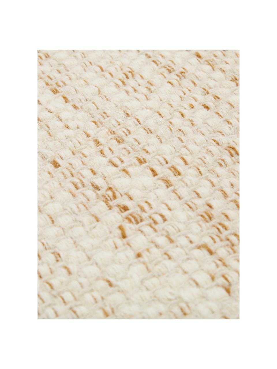 Handgewebter Wollläufer Lule mit Farbverlauf in Beige/Gelb, 70% Wolle, 30% Baumwolle, Ockergelb, Beige, 80 x 250 cm