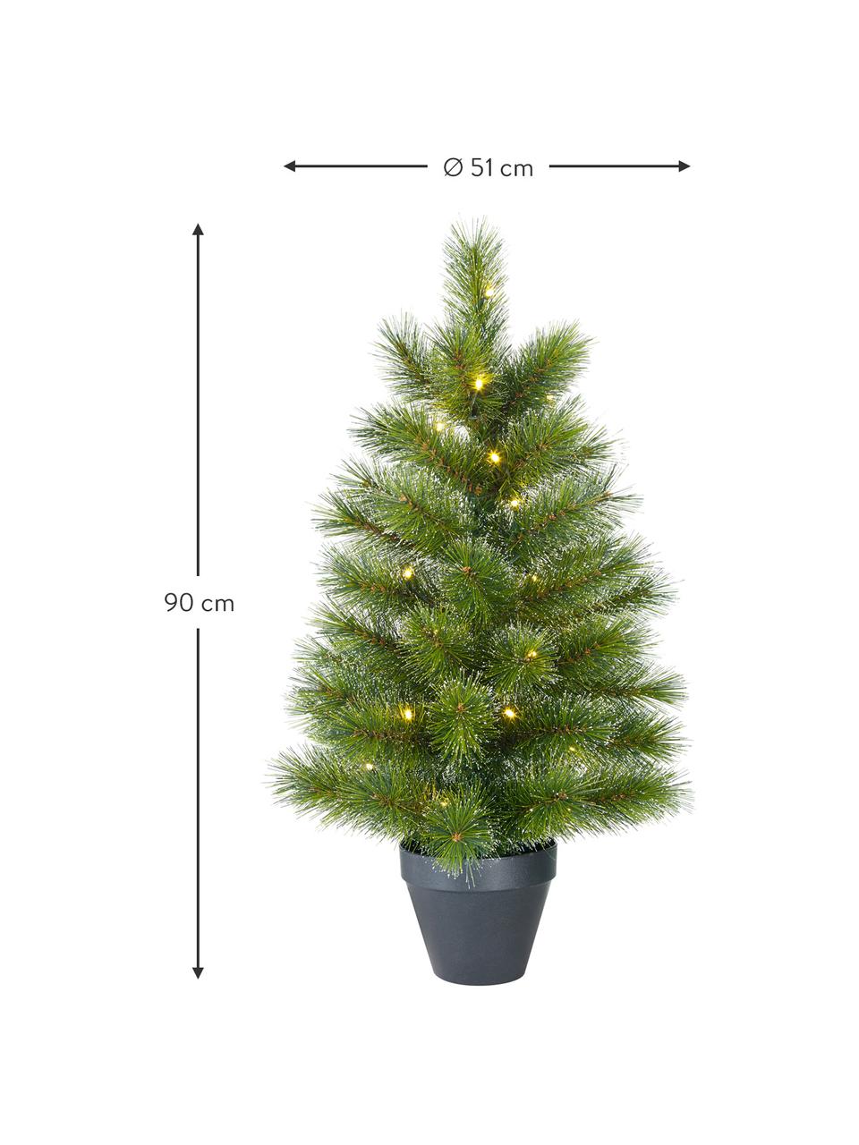 Albero di Natale con luci a LED Glendon, Verde, Ø 51 x Alt. 90 cm