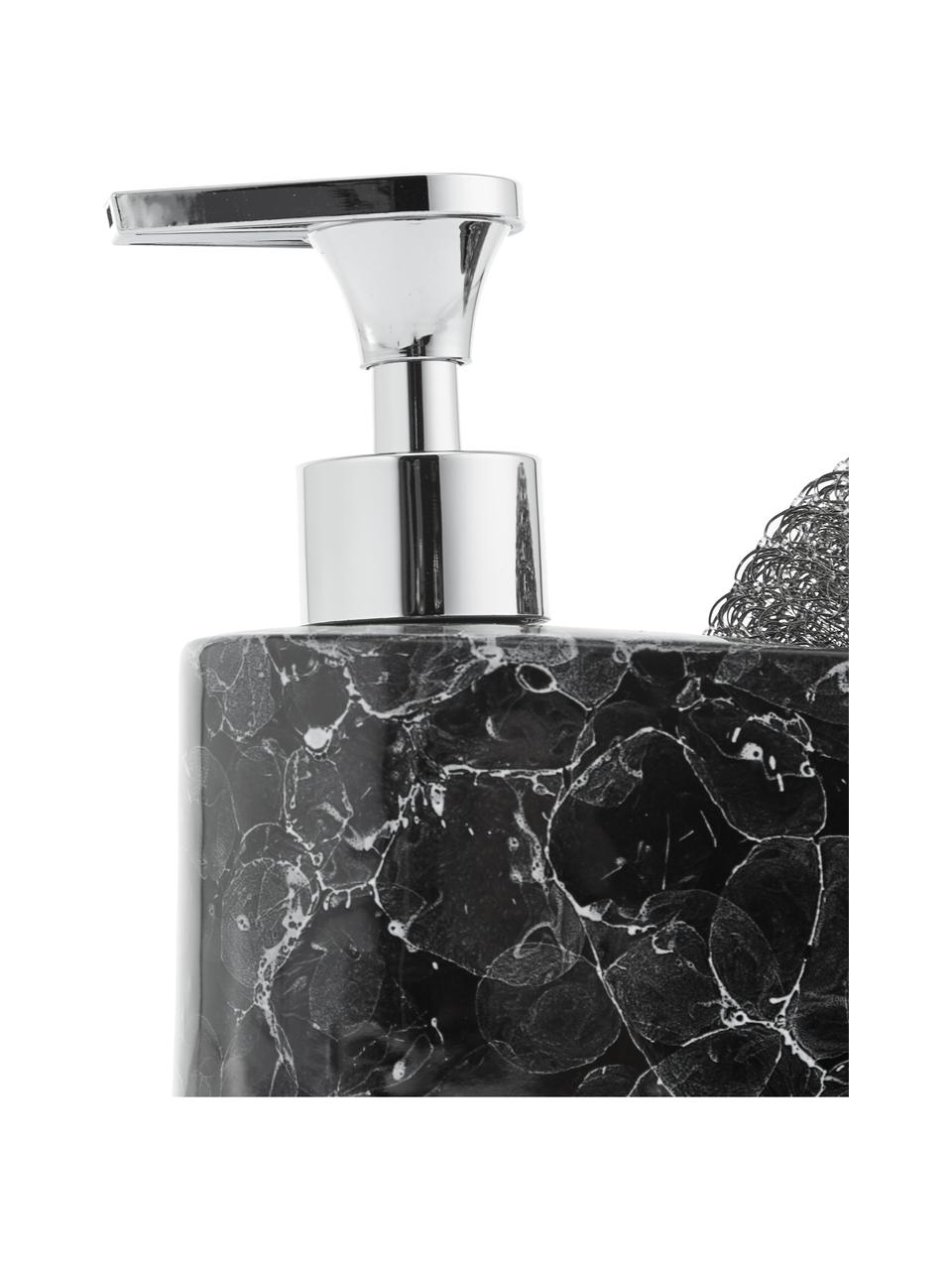 Dozownik na płyn do naczyń z gąbką Bubble, Czarny, odcienie srebrnego, S 19 x W 16 cm