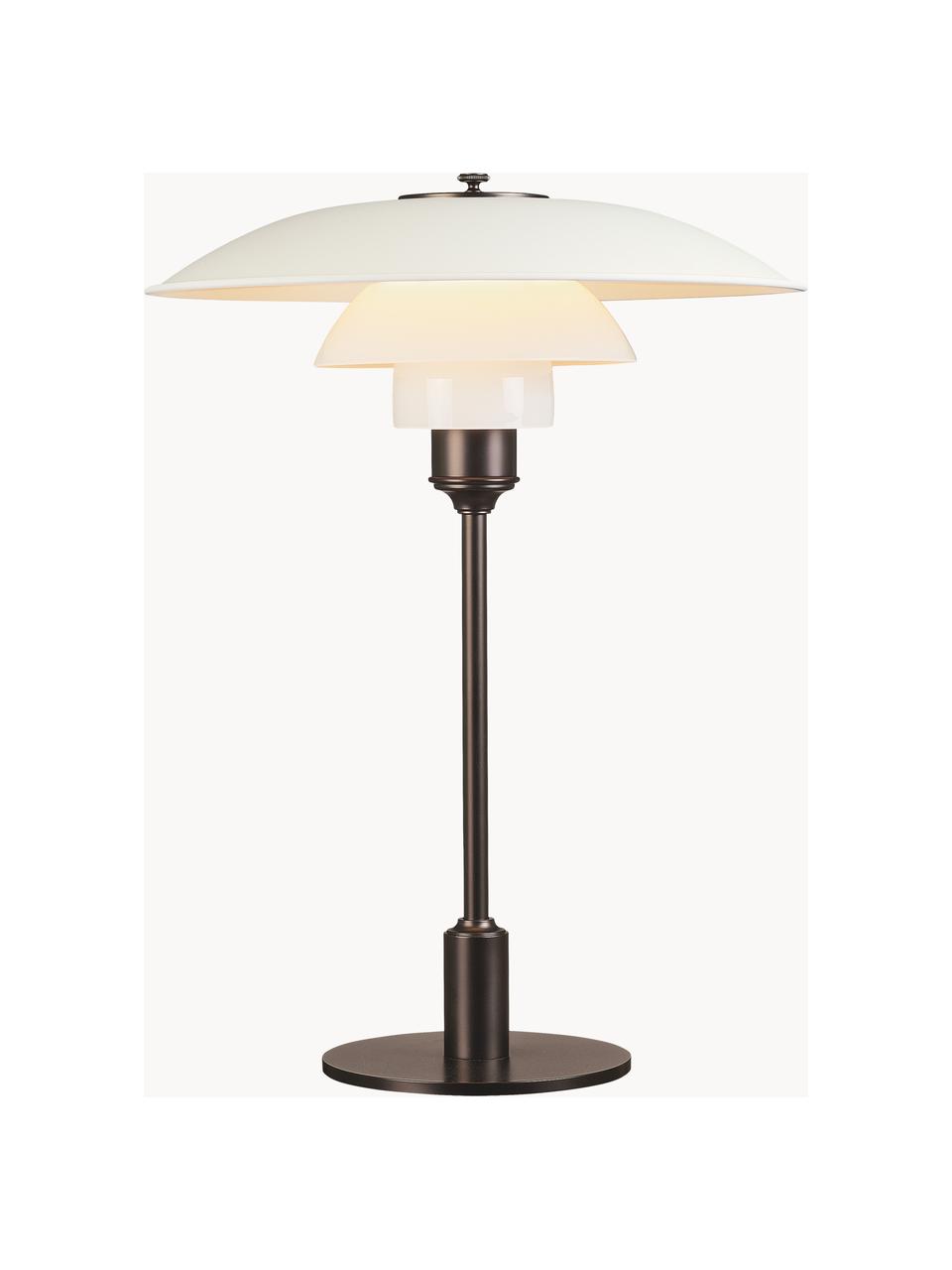 Lampada da tavolo grande in vetro soffiato PH 3½-2½, Paralume: alluminio rivestito, vetr, Struttura: rame, Bianco, rame, Larg. 33 x Alt. 45 cm