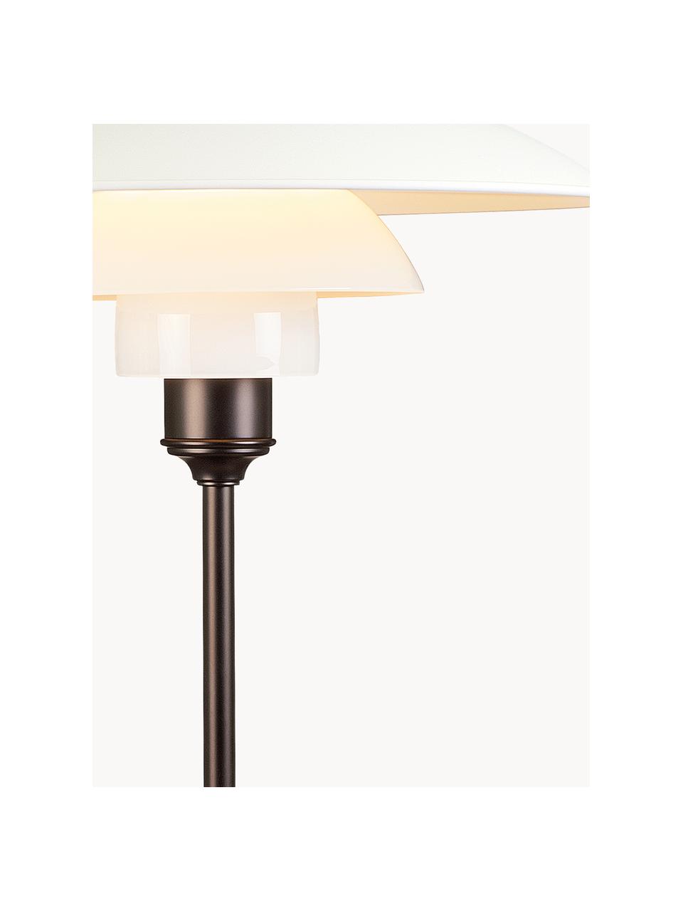 Grote tafellamp PH 3½-2½, mondgeblazen, Lampenkap: gecoat aluminium, opaalgl, Wit, koper, Ø 33 x H 45 cm