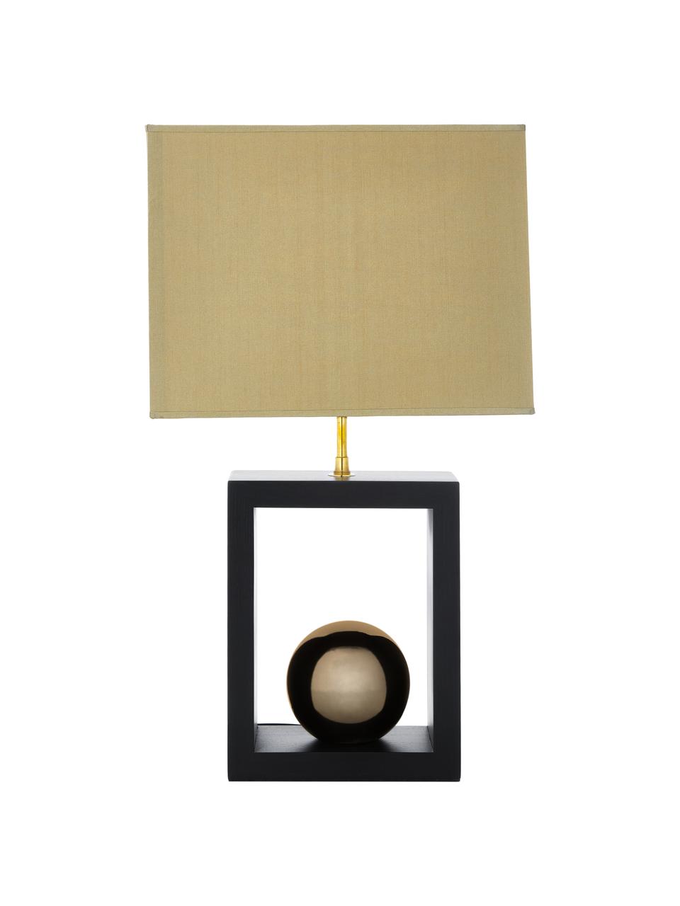 Tafellamp Scala van beukenhout, Lampenkap: polyester, Lampvoet: gelakt beukenhout, Goudkleurig, bruin, 30 x 54 cm