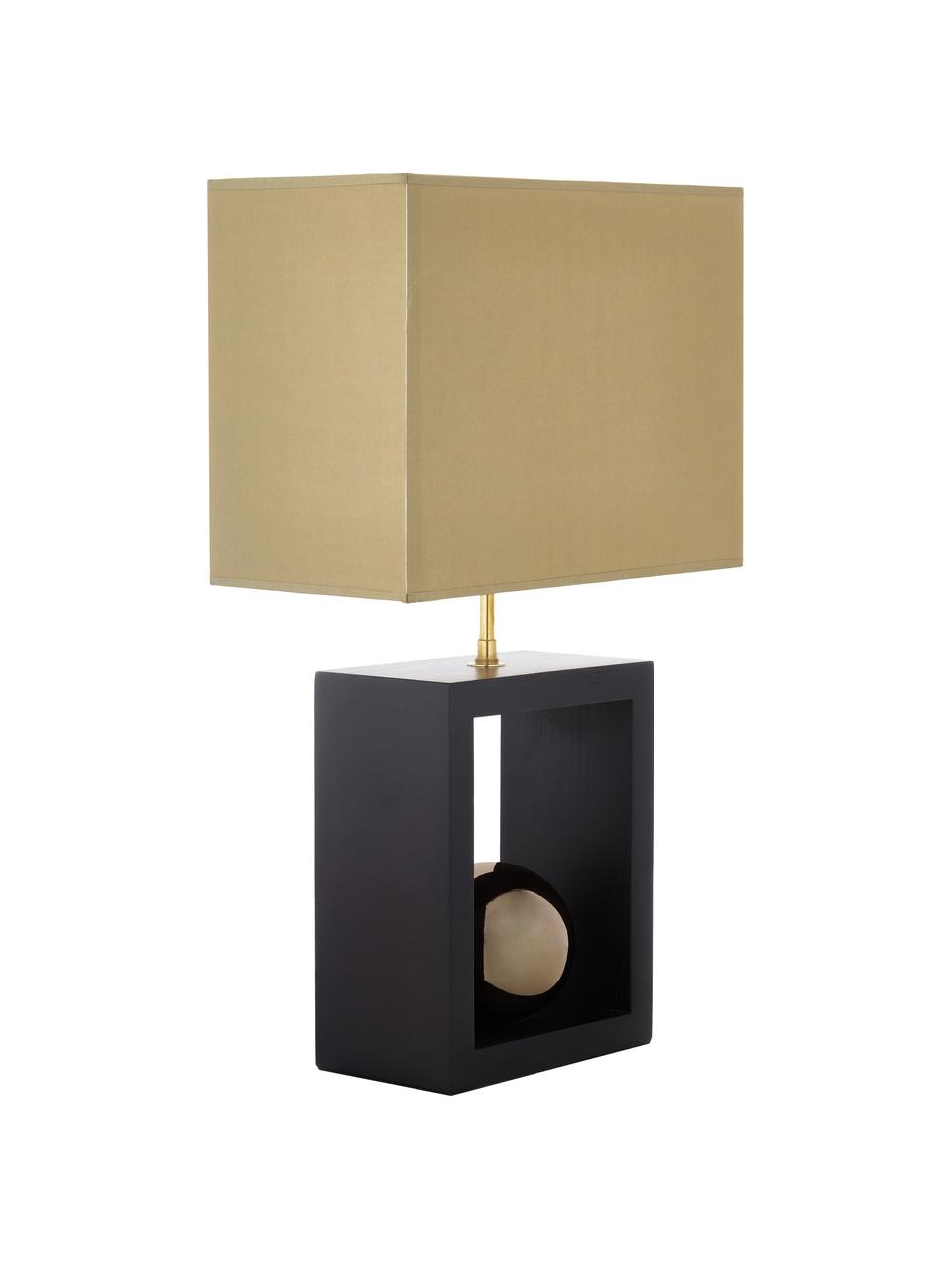 Tischlampe Scala aus Buchenholz, Lampenschirm: Polyester, Lampenfuß: Buchenholz, lackiert, Goldfarben, Braun, 30 x 54 cm