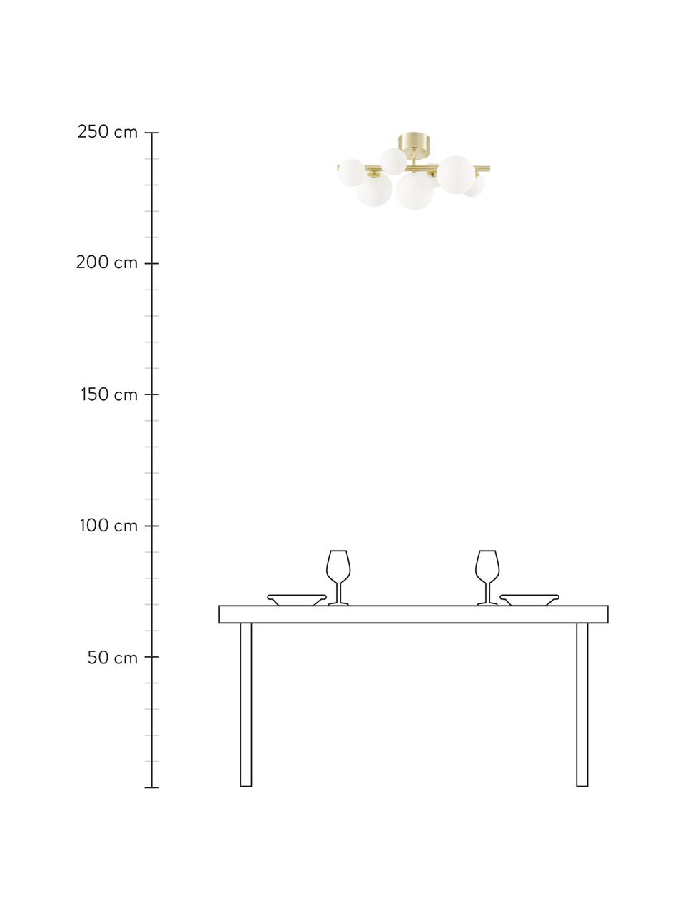 Lampa sufitowa ze szkła opalowego Molekyl, Mosiądz, biały opalowy, S 58 x W 30 cm