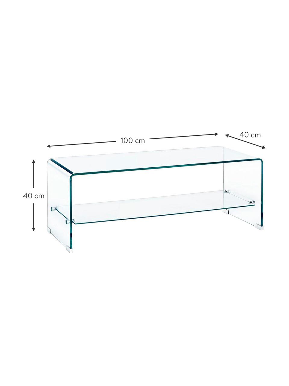 Konferenční stolek ze skla s policí Iride, Transparentní, Š 100 cm, H 40 cm