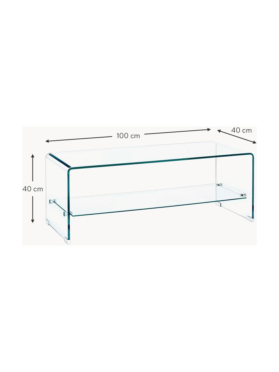 Tavolino da salotto in vetro con ripiano Iride, Mensola: vetro temperato, Trasparente, Larg. 100 x Prof. 40 cm