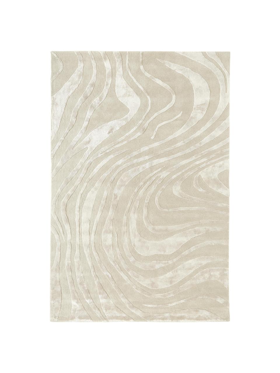 Handgetuft kortpolig vloerkleed Winola met hoog-laag structuur, Beige, B 200 x L 300 cm (maat L)