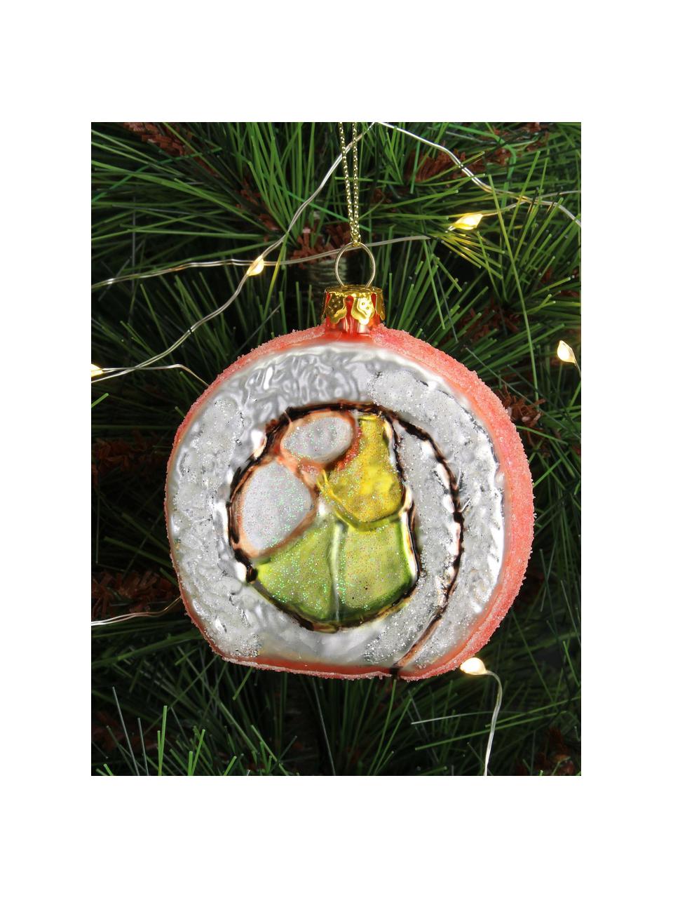 Adorno navideño Sushi, Vidrio, Rosa, plateado, An 6 x Al 6 cm