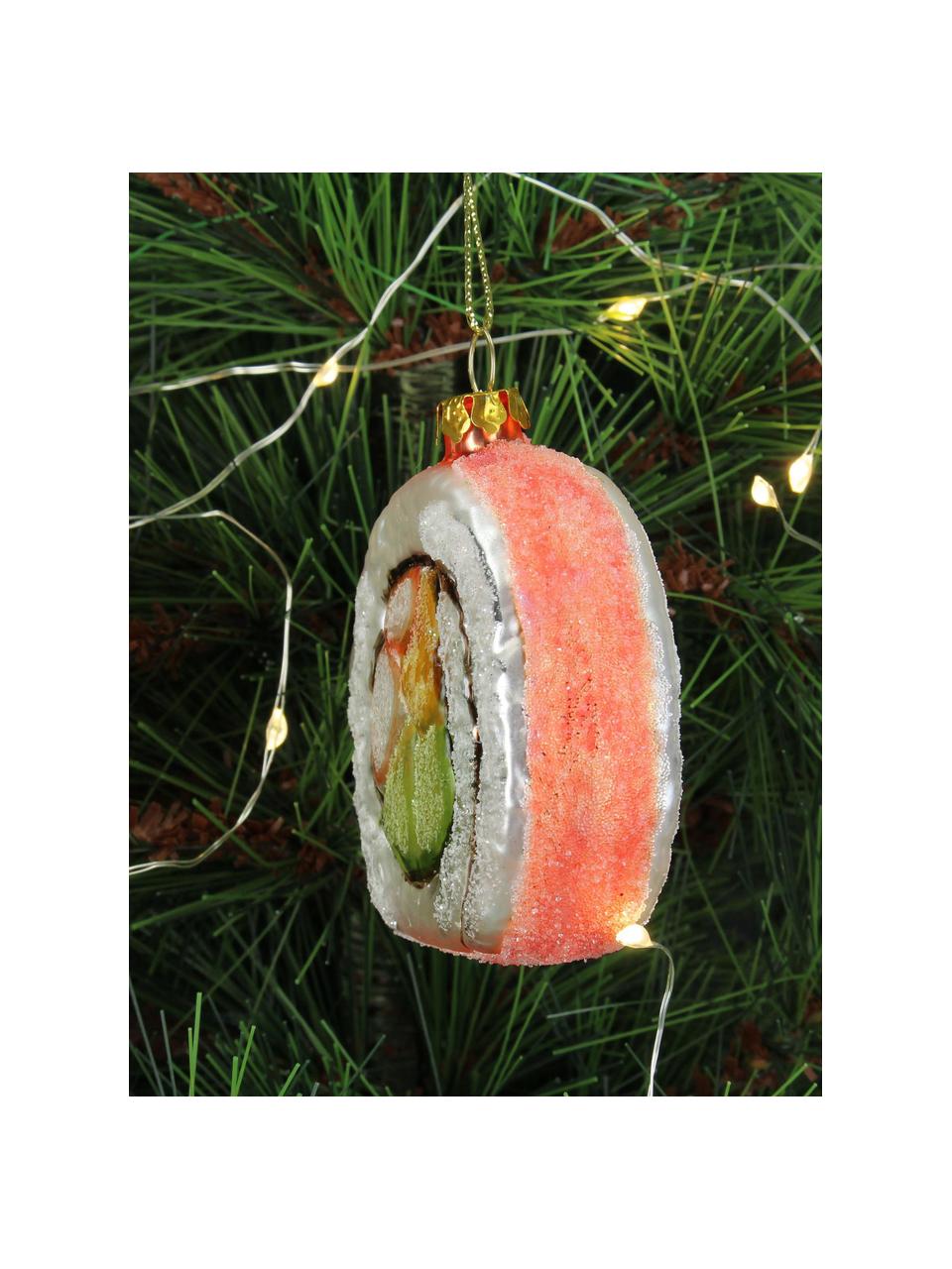 Adorno navideño Sushi, Vidrio, Rosa, plateado, An 6 x Al 6 cm