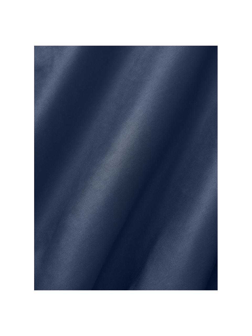 Elastická plachta na kontinentálnu posteľ z bavlneného saténu Comfort, Tmavomodrá, Š 90 x D 200 cm, V 35 cm