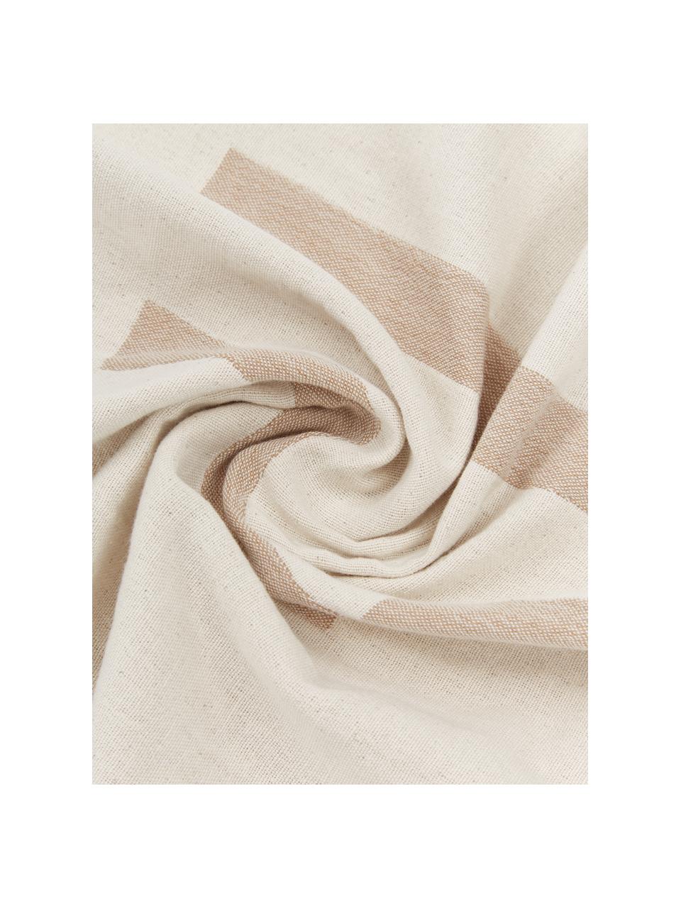 Manta de algodón con flecos Lyme, 100% algodón ecológico, Beige, blanco crema, An 130 x L 180 cm