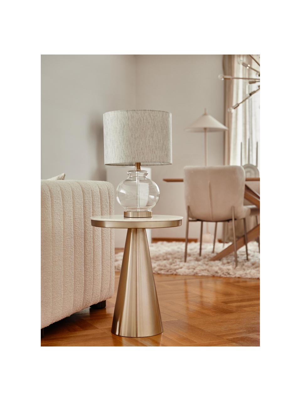 Lámpara de mesa de vidrio Natty, Pantalla: tela, Cable: plástico, Beige, transparente, Ø 31 x Al 48 cm