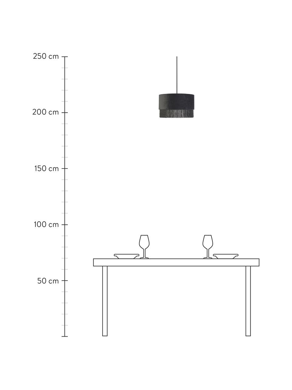 Pendelleuchte Verena aus Samt, Lampenschirm: Samt, Baldachin: Metall, Dunkelgrau, Ø 32 x H 21 cm