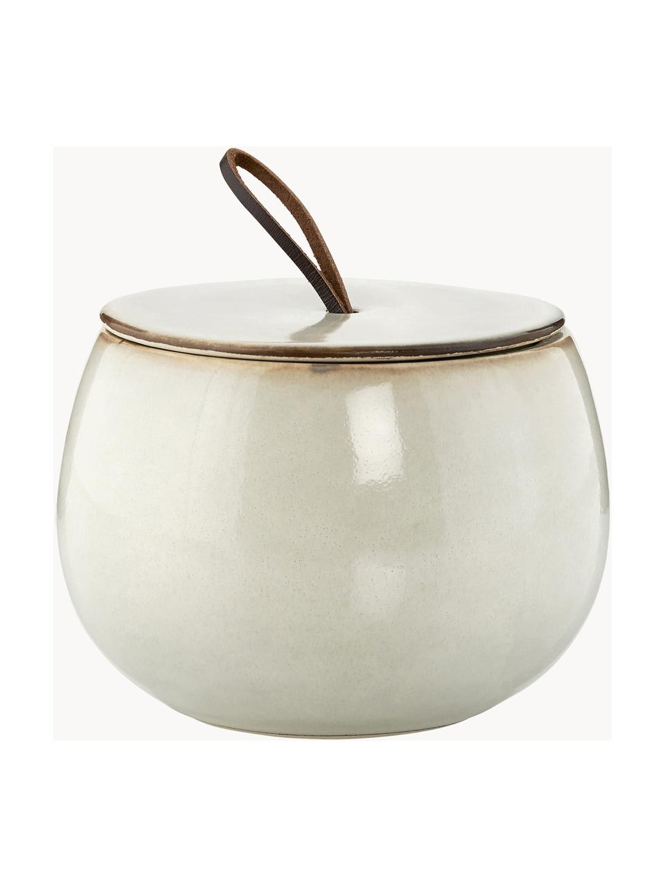 Pot de rangement Amera, Grès cérame, Beige clair, Ø 12 x haut. 8 cm