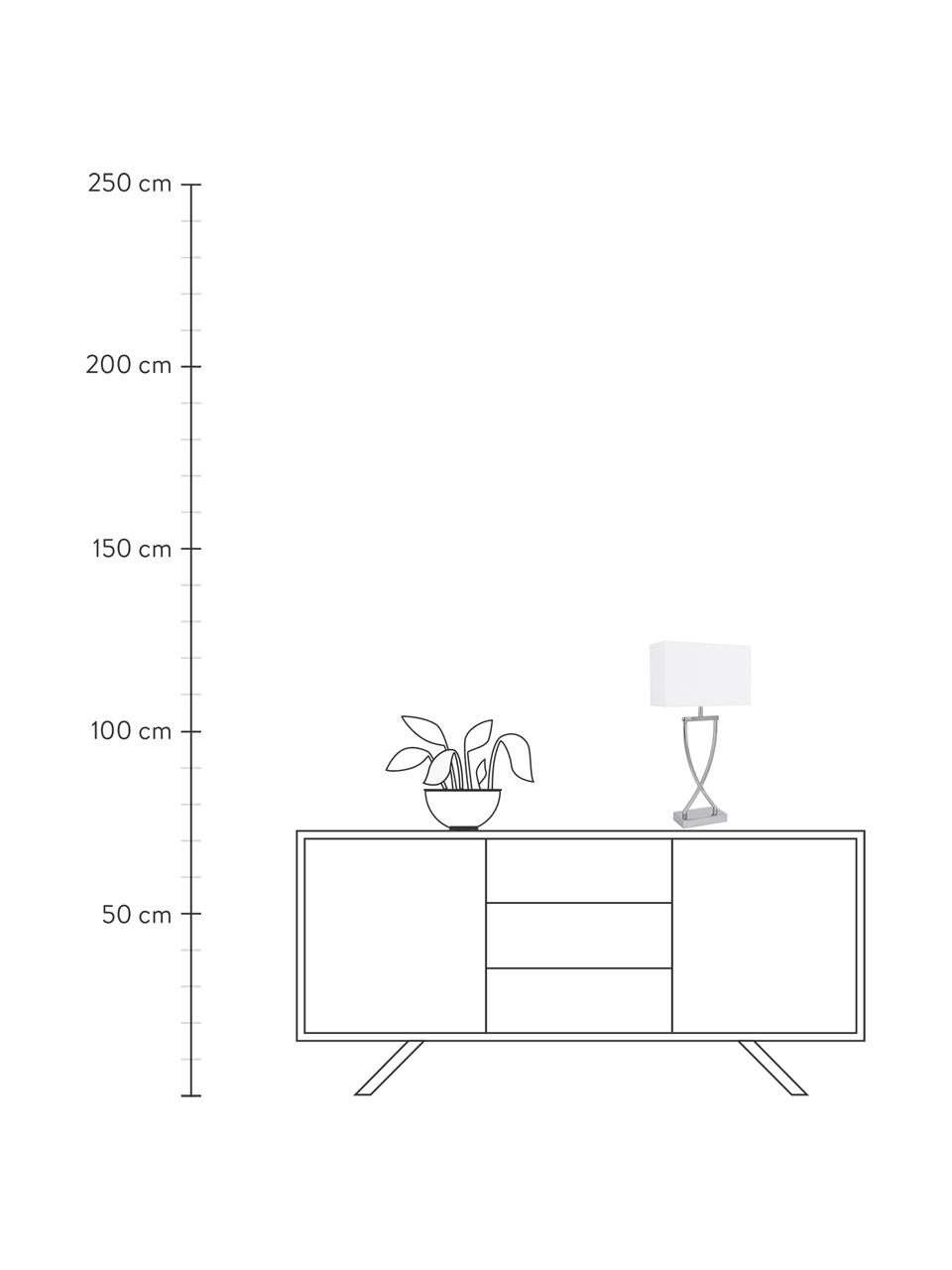 Lámpara de mesa grande Vanessa, Pantalla: tela, Cable: plástico, Blanco, plateado, An 27 x Al 52 cm