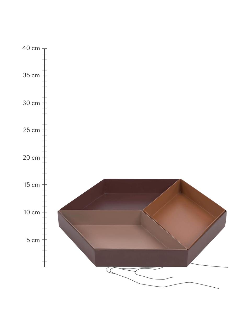 Sada dekorativních táců z kovu Elides, 3 díly, Potažený kov, Odstíny hnědé, Sada s různými velikostmi