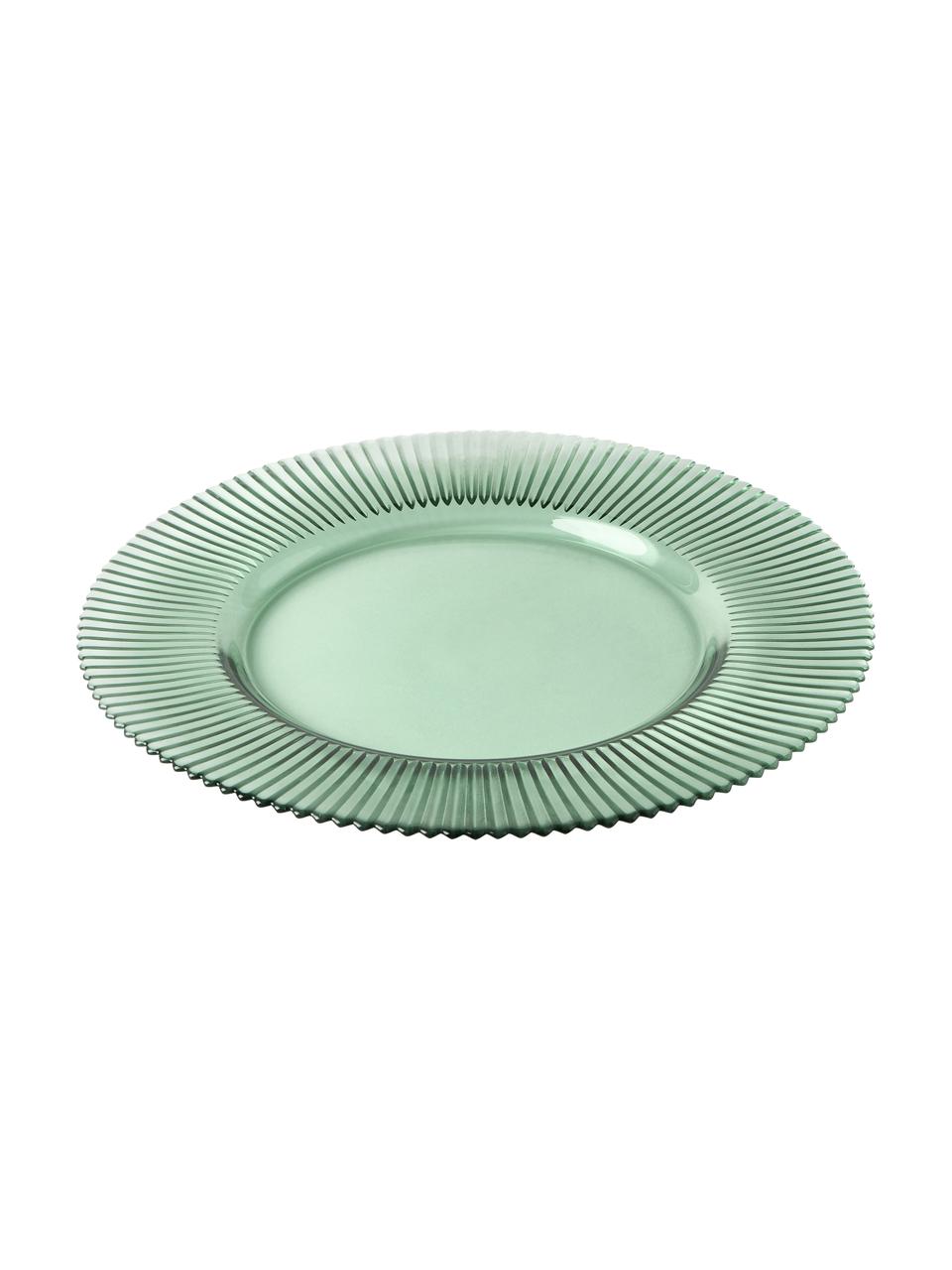 Dessous-de-plat avec relief rainuré Effie, 2 pièces, Verre, Vert menthe, Ø 33 cm