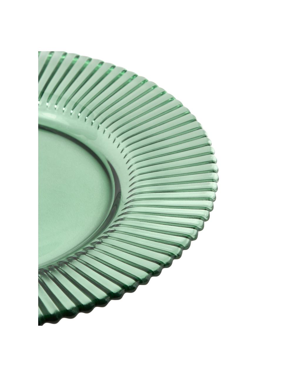 Onderbord Effie met groefreliëf, 2 stuks, Glas, Mintgroen, Ø 33 cm
