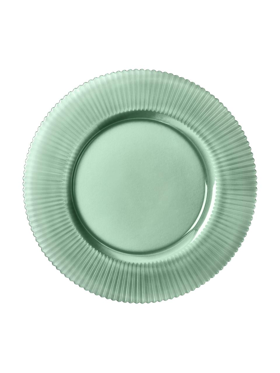 Sottopiatto con rilievo scanalato Effie 2 pz, Vetro, Verde menta, Ø 33 cm