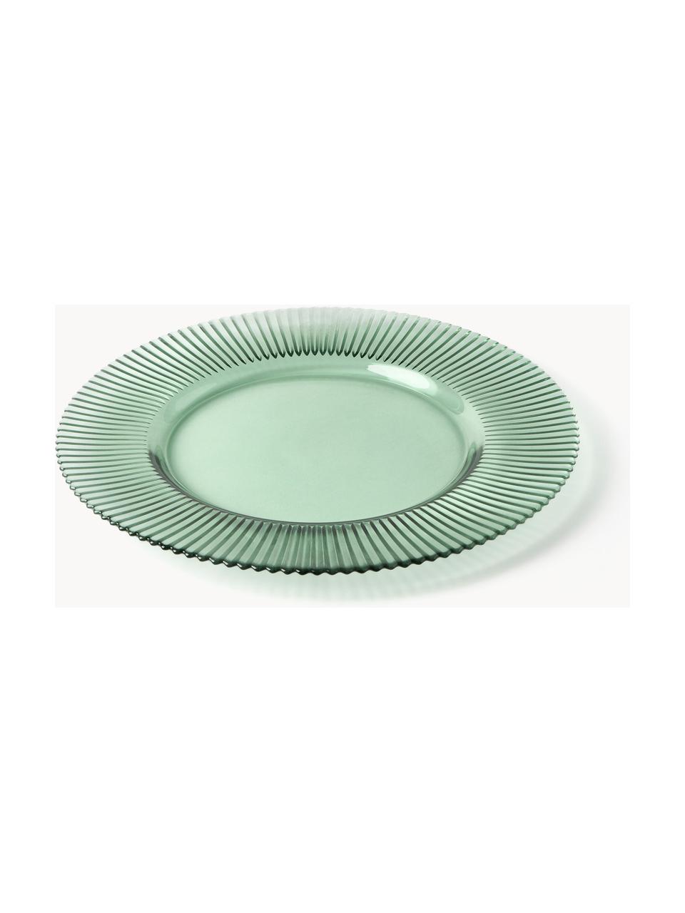 Platzteller Effie mit Rillenrelief, 2 Stück, Glas, Mintgrün, Ø 33 cm