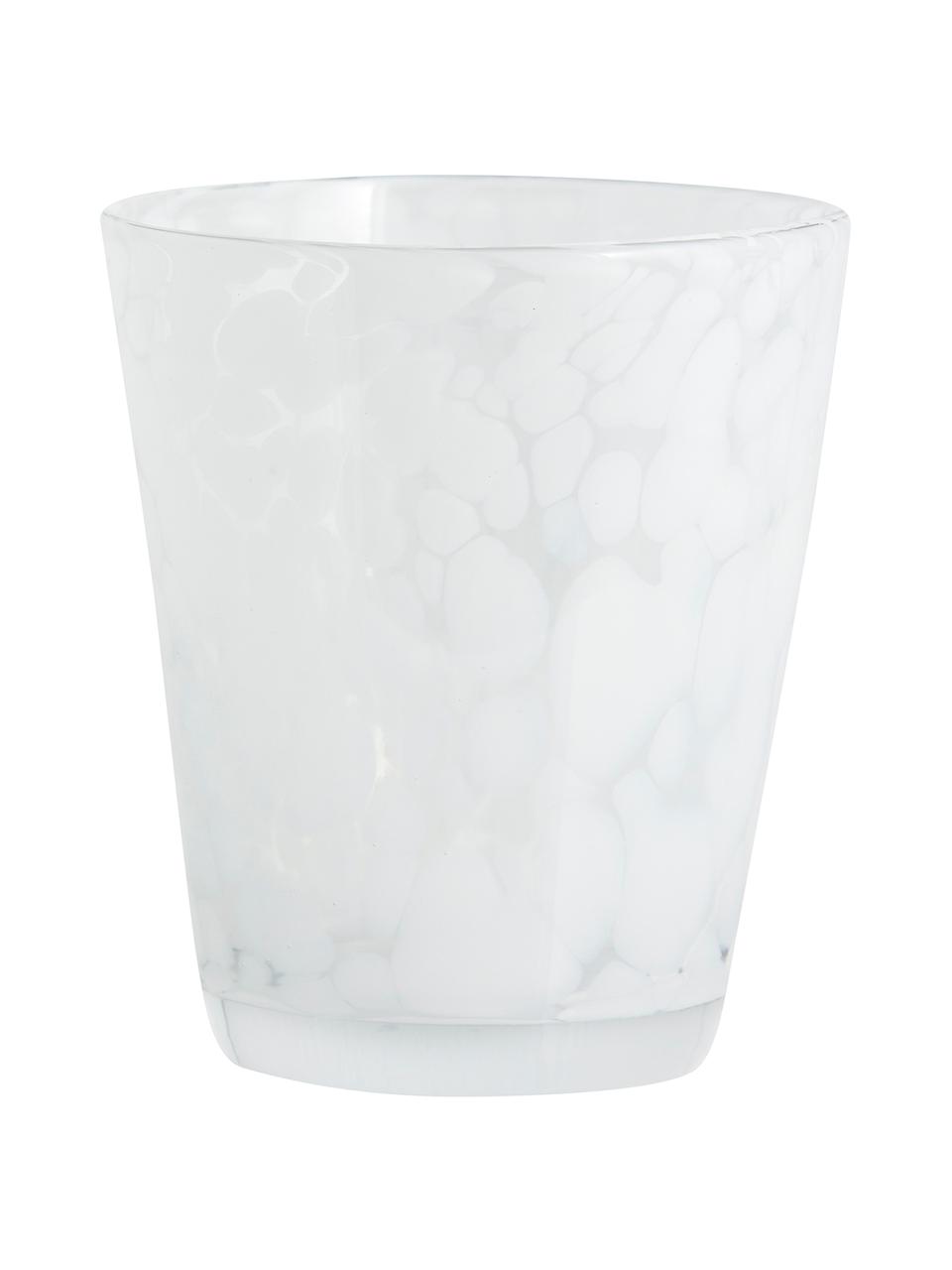 Vasos estampados Tepin, 6 uds., Vidrio, Blanco, Ø 9 x Al 10 cm