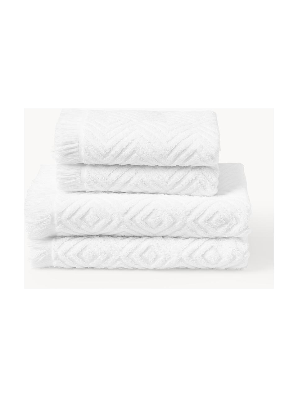 Lot de serviettes de bain texturées Jacqui, tailles variées, Blanc, 4 éléments (2 serviettes de toilette et 2 draps de bain)