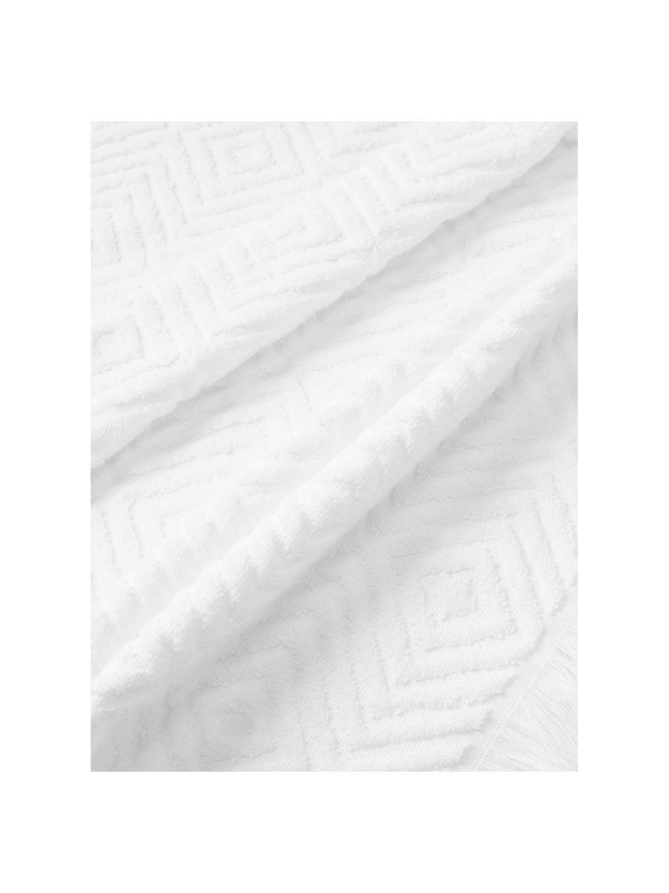 Handtuch-Set Jacqui mit Hoch-Tief-Muster, in verschiedenen Setgrößen, Weiß, 4er-Set (Handtuch & Duschtuch)